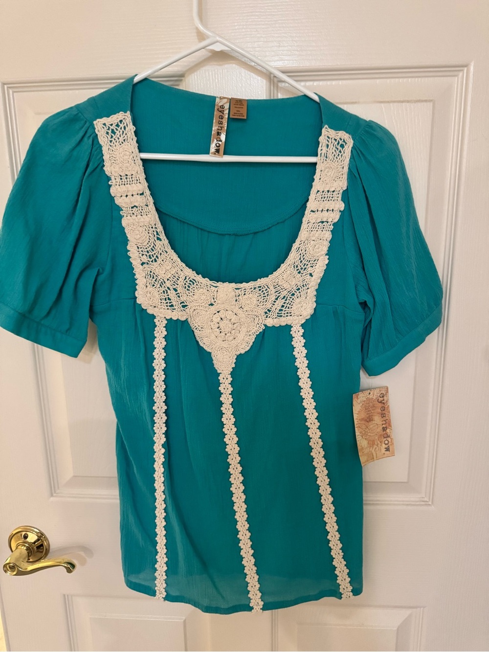 Eyeshadow Teal Scoop Neck Top